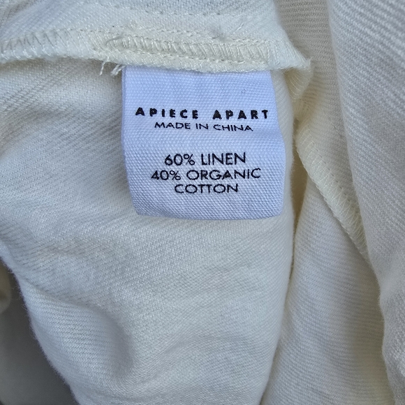 APIECE APART Maurino Dress Linen Blend Cream Tiered Shirtdress Button Up Size 2X - Picture 10 of 13